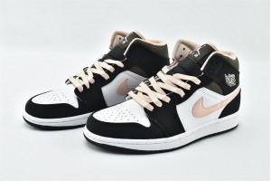Air Jordan 1 Mid SE Peach Mocha White Black Pink DH0210 100 Womens And Mens Shoes  